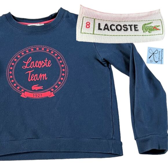 Lacoste Team Crest Sweatshirt Kids Sz 8 - Picture 1 of 5